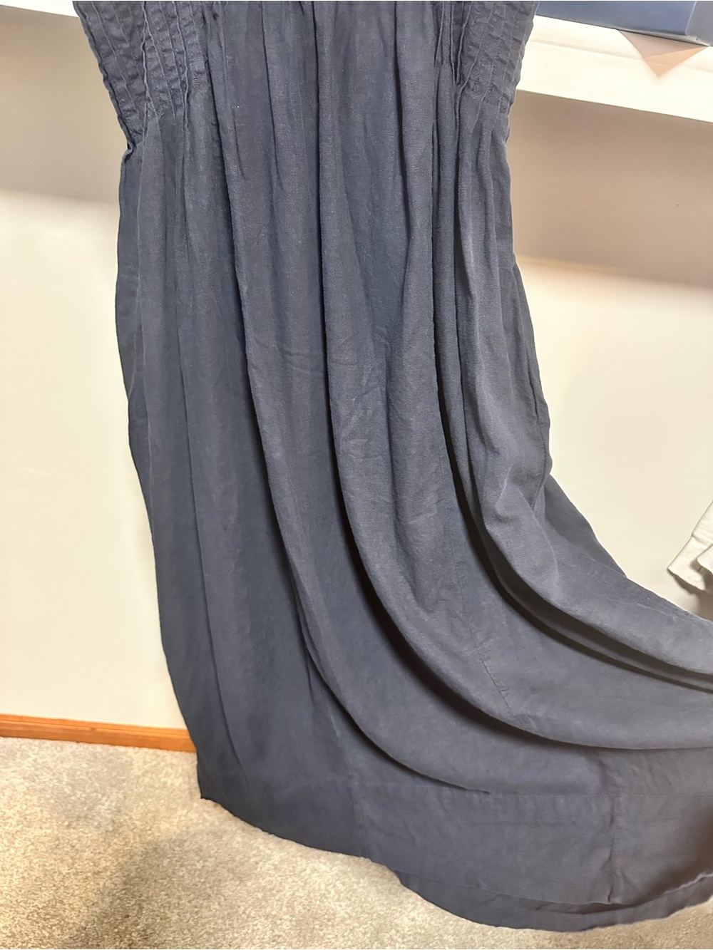 Banana Republic Linen Blend Drapey Pleated Midi Dress Coastal Lagenlook Boho M - Picture 8 of 12
